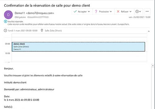 Notifications de réservation par email